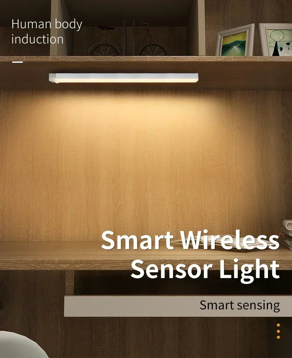 Wireless LED Motion Sensor Cabinet Light USB Rechargeable Led Night Light Cabinet Wardrobe Magnetic LampUnder Backlight For Room