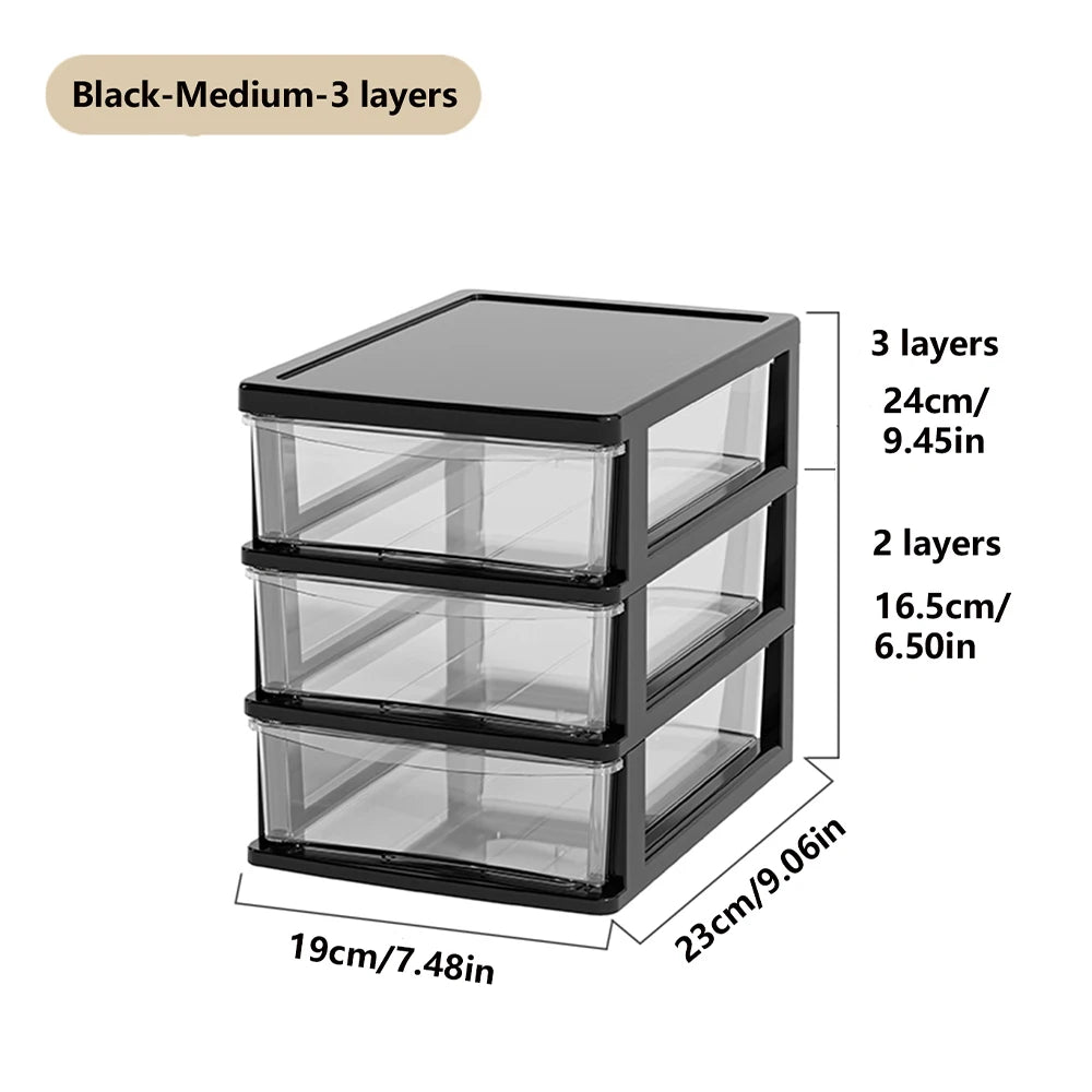 2-6Layers Medium Desktop Storage Box with Drawer Heightened Table Organizer Plastic Office storage cabinet  for home Stationery