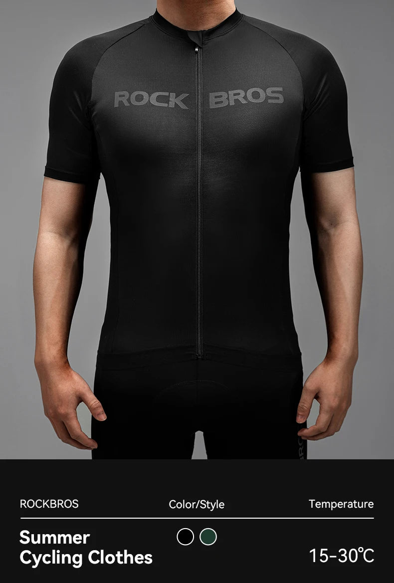 ROCKBROS Cycling Jersey Summer Bicycle Skin-Friendly Breathable Short Sleeve Sports Quick Dry Reflective Cycling Equipment