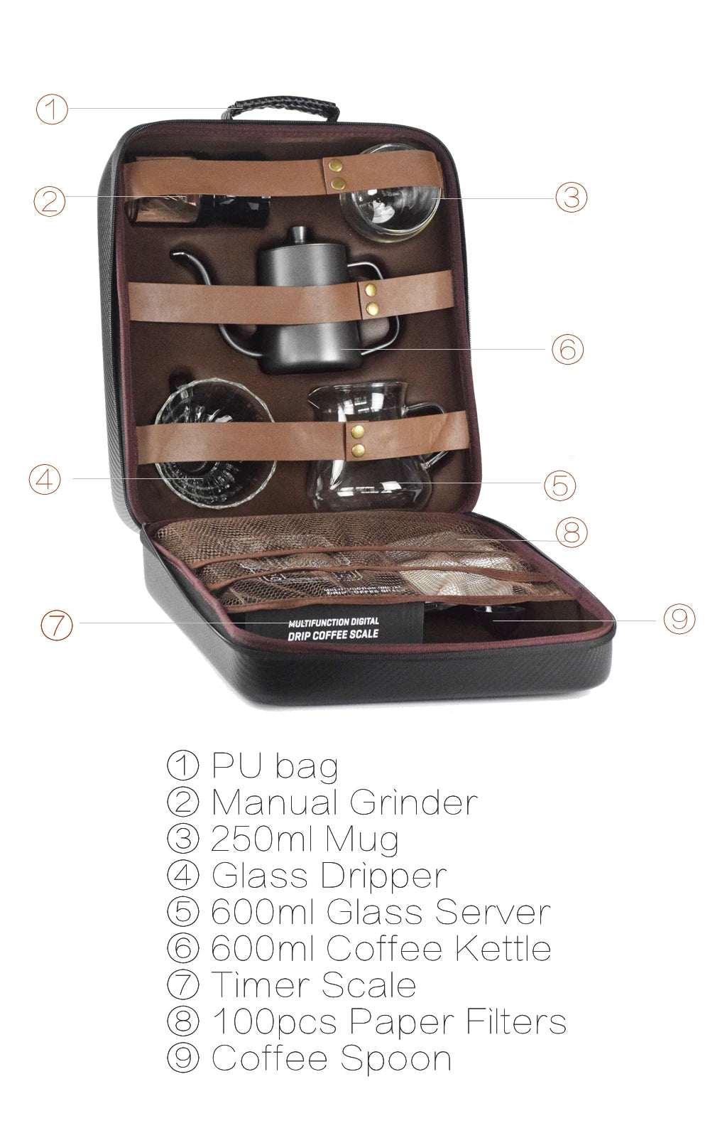 Luxury Coffee Gift Box Set Grinder Hand Pot Glass Drip Filter Household Coffee Coffee Christmas Gift Coffeeware