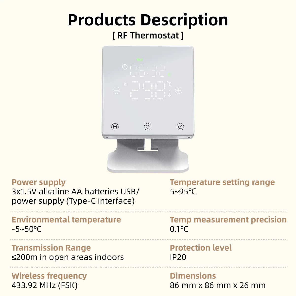 Smart Home Thermostat WiFi Heating Water/Gas Boiler Tuya RF433 Wireless Battery Powered Temperature Controller Alexa Google Home