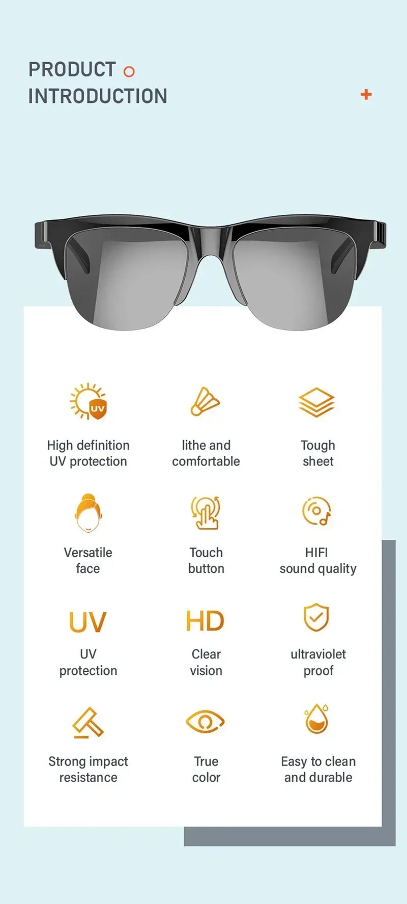Xiaomi MIJIA Smart Sunglasses Glasses Waterproof Anti-UV Bluetooth Call Outdoor Sports Headphones HIFI Blue Light For Men Women