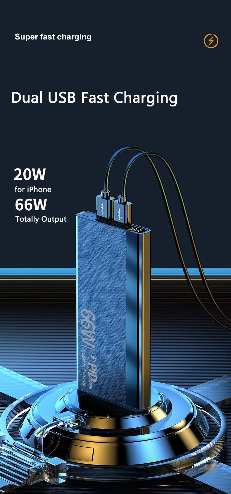 Power Bank 30000mAh 66W Fast Charging Powerbank Portable Charger External Battery Pack For iPhone 15 14 13 Huawei Xiaomi Samsung