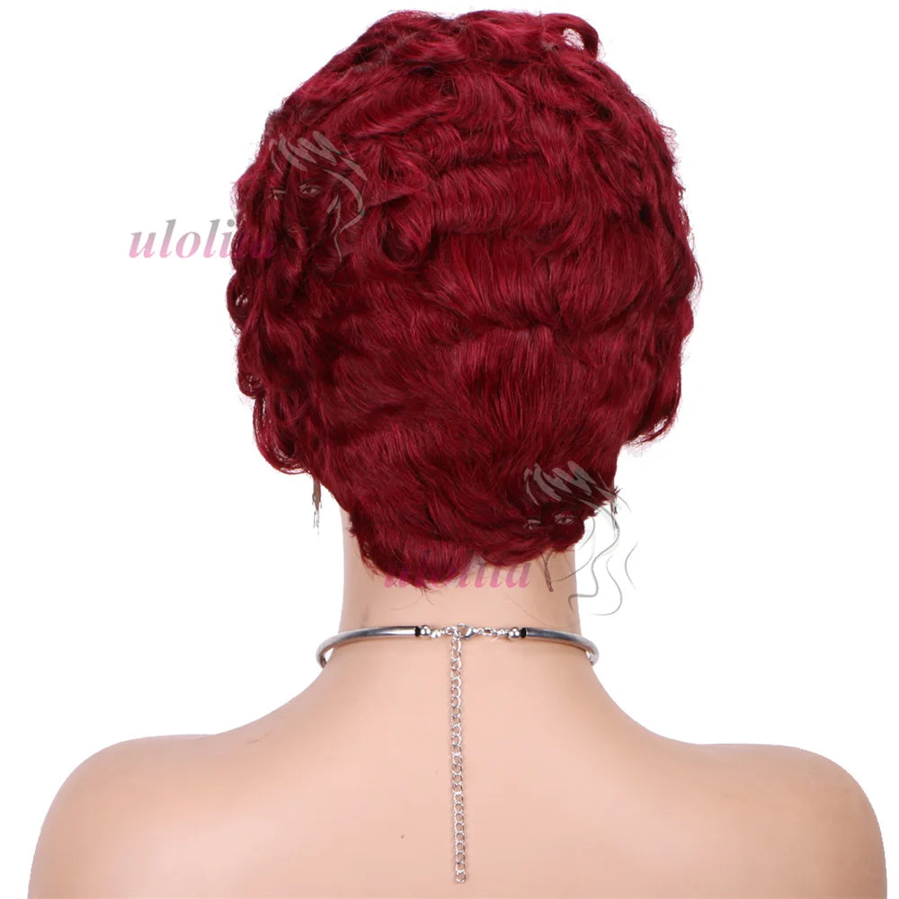 Pixie Cut Wig Short Curly Lace Front Human Hair Wigs For Black Women Raw Indian Finger Wave 13x4 Transparent Lace Frontal Wigs