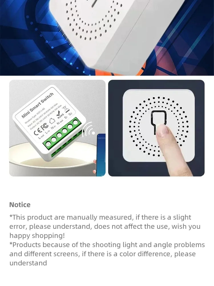 16A/20A Wifi Smart Switch DIY Smart Home Light Switches Module 2 Way Control Work with Tuya Smart Life Alexa Google Home Switch