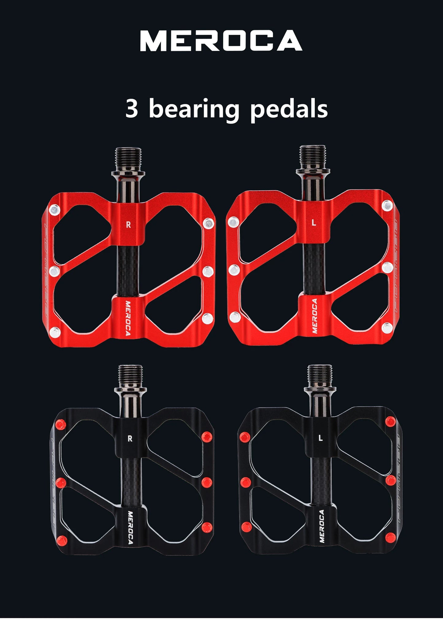 MEROCA Bicycle Pedal 3 Bearing Non-Slip Mtb Pedals Sealed Three Bearing Aluminum Alloy Mountain Bike Pedal Cycling Accessories