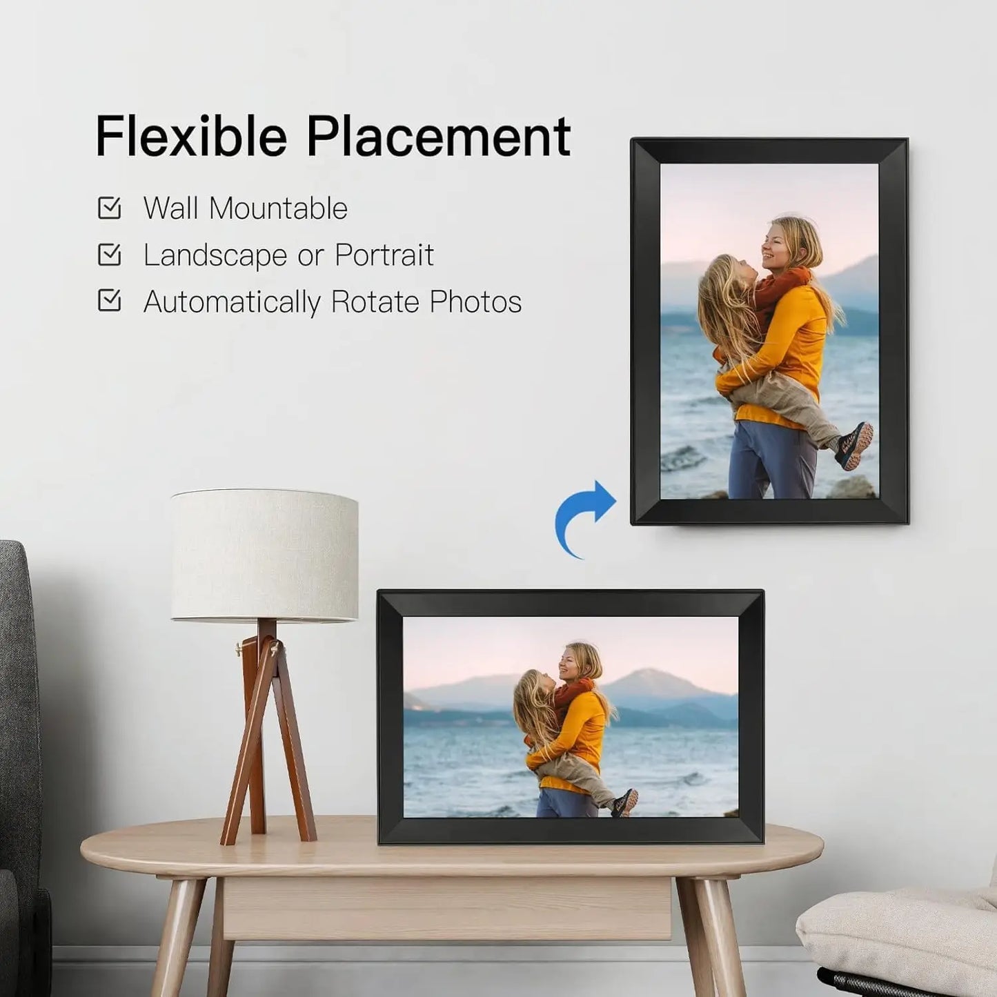 15.6 inch built in 32GB/ 64GB WiFi Large touch ips digital photo frame 1920*1080 WiFi Smart Frame Share Photos Videos via frameo