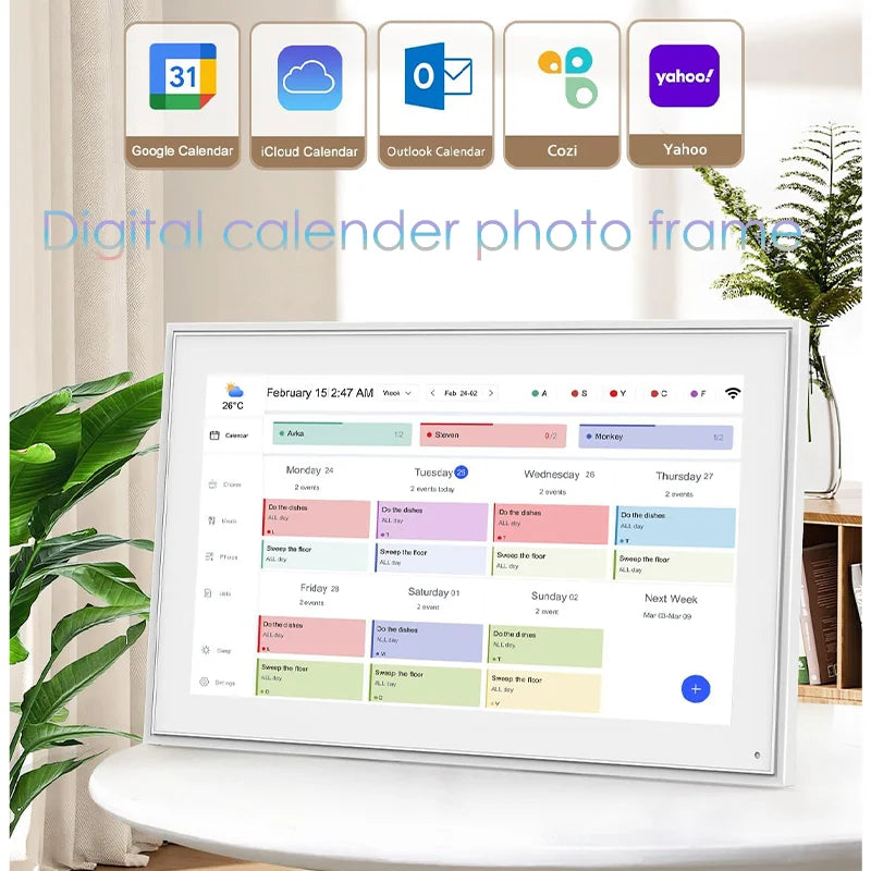 Hindetel 10 inch Digital frame Perpetual Calendar Chore Chart photo video play Smart Touchscreen Display for Family SchedulesInteractive KiosksGoWisse.com