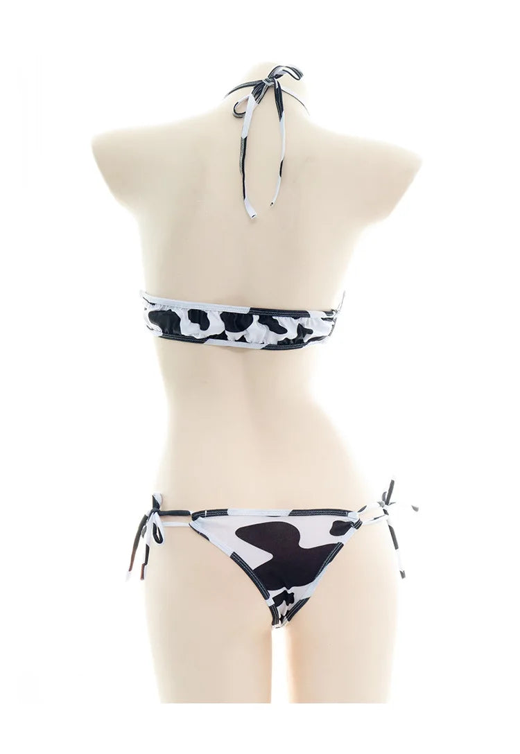 Cow Series Swimsuit Bodysuit Bikini Maid Unifrom Costume Summer Beach Kawaii Girl Swimwear Skirt Uniform Set Cosplay