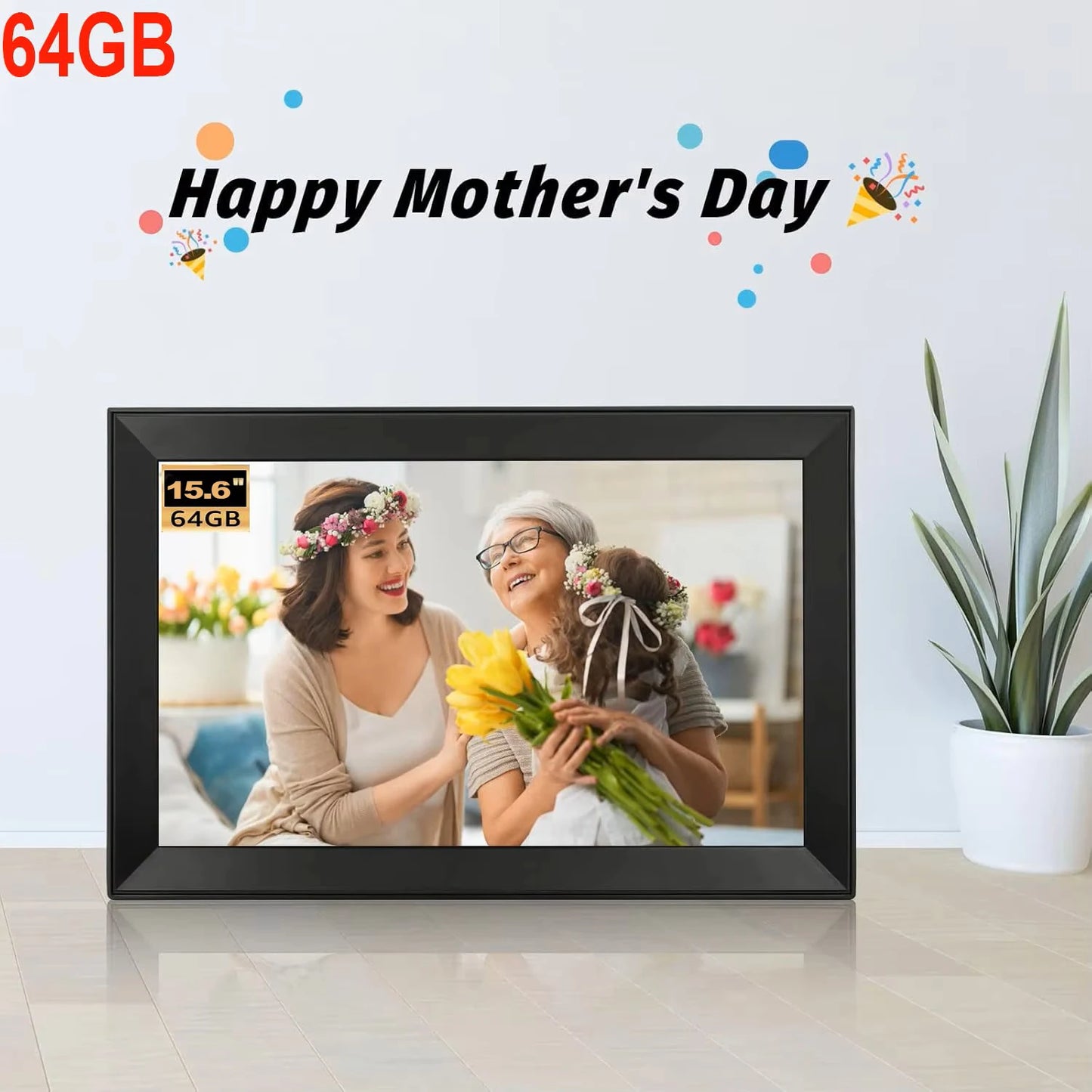15.6 inch built in 32GB/ 64GB WiFi Large touch ips digital photo frame 1920*1080 WiFi Smart Frame Share Photos Videos via frameo