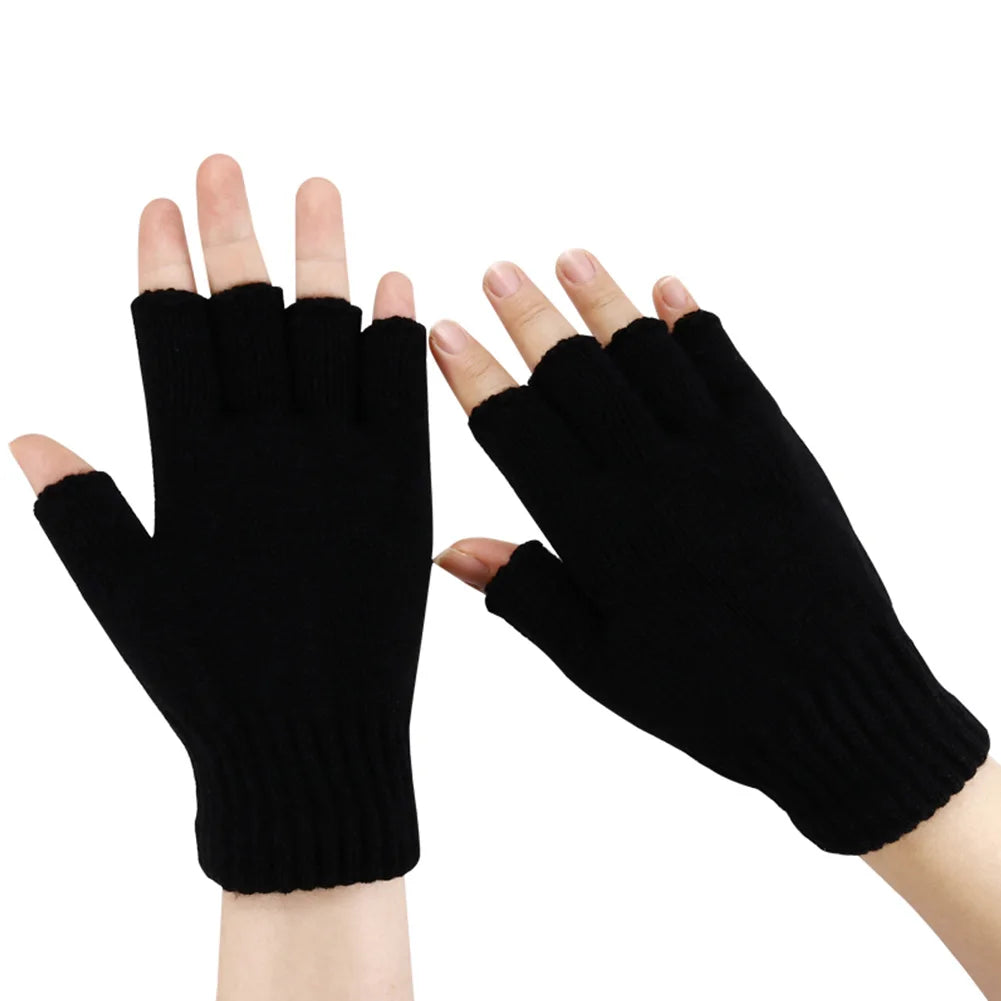 USB Heated Gloves Fingerless Knitted Wrist Glove Men Women Electric Heating Gloves Winter Hand Warmer Outdoor Skiing Accessories