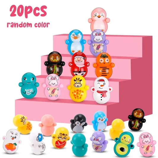 20pcs 3x3.6cm Mini Tumbler Toys,Mini Animal Toy Party Favors Toy for Kids Birthday Party Toys Self-righting Doll Bulk Toys