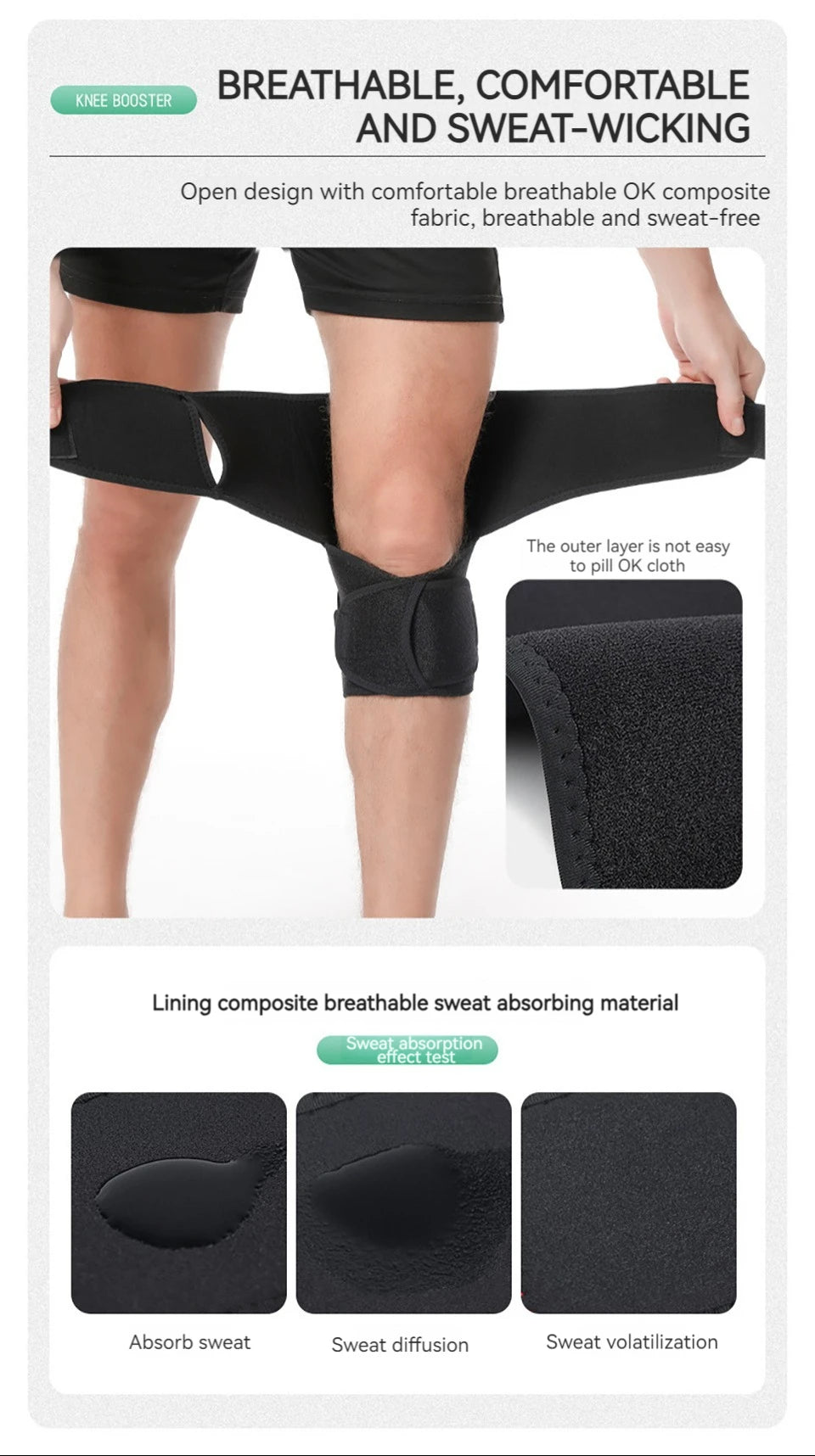 GOBYGO 1Pcs Adjustable Knee Booster Knee Brace For Patella Immobilization Squatting Knee Protector Outdoor Mountaineering Unisex