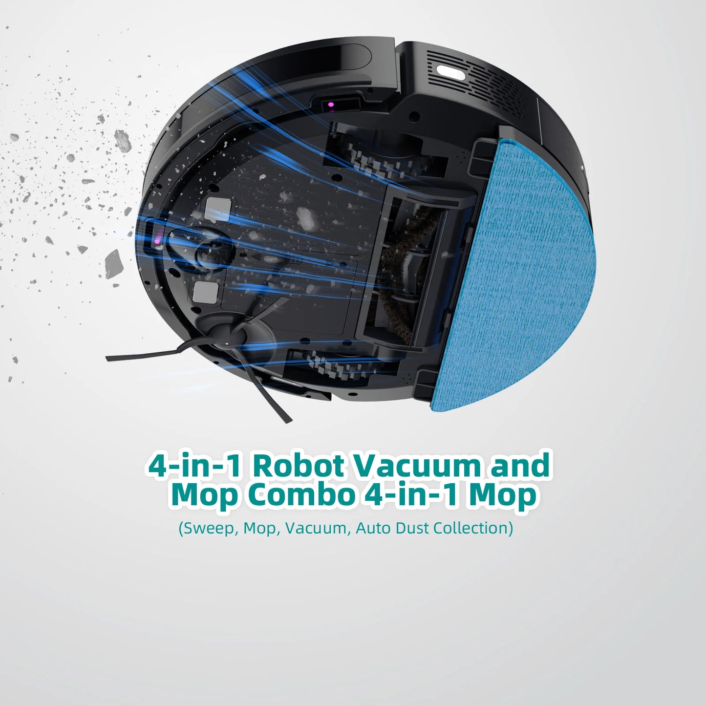 TOQEEBOT cleaning vacuum robot, 4500Pa suction power, 2.5L automatic emptying station, laser radar navigation, Wifi/app/Alexa
