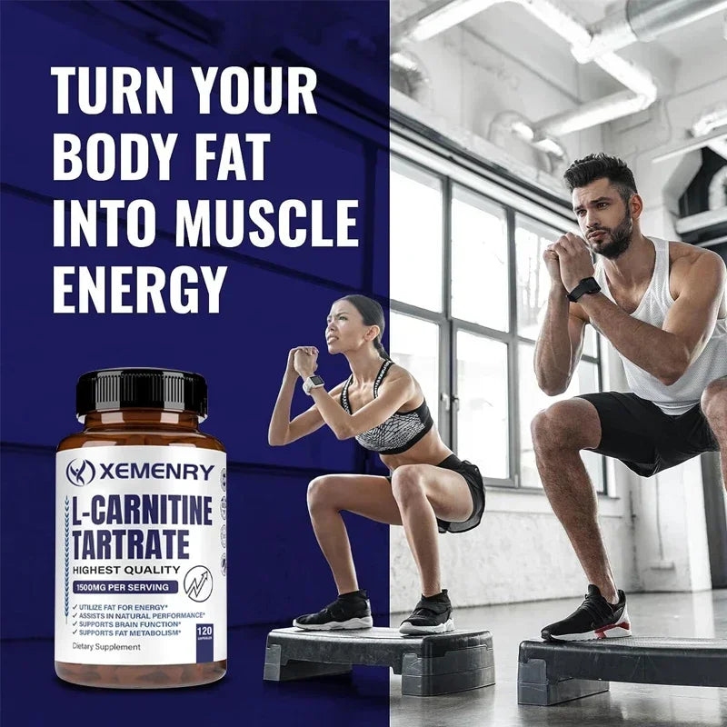 L-Carnitine Tartrate Premium Capsules 1500 mg - Natural Energy Production, Supports Metabolism