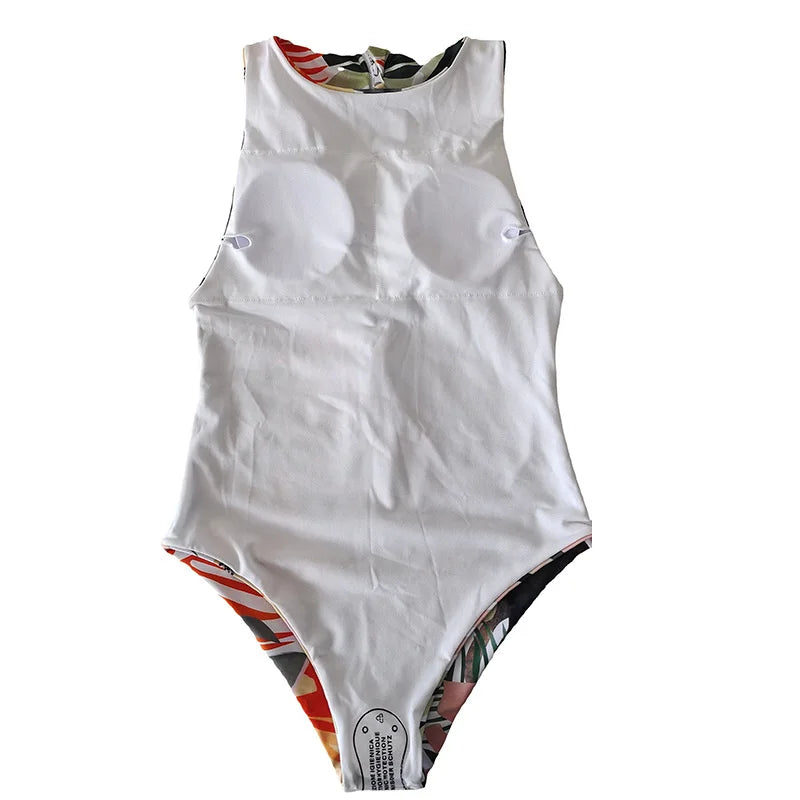 2023 Summer Conservative Tropical Plant Printing Bikini One-piece Swimsuit Beach Bikini Mini Micro Hot