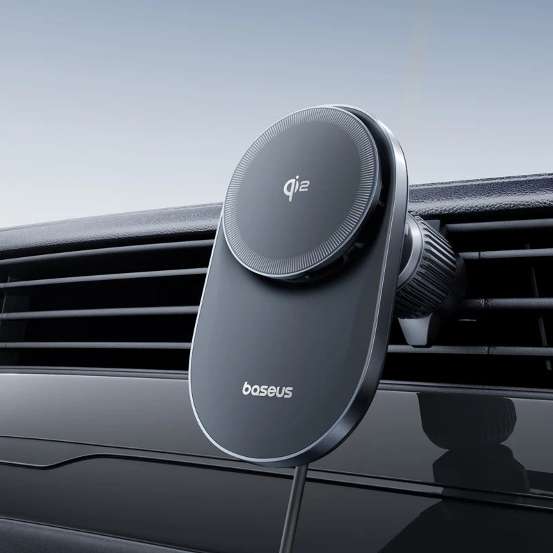 Baseus Qi2 15W Car Magnetic Wireless Charger For iPhone 16 15 14 Fast Charging For Samsung Xiaomi Car Phone Holder Cooling Fan