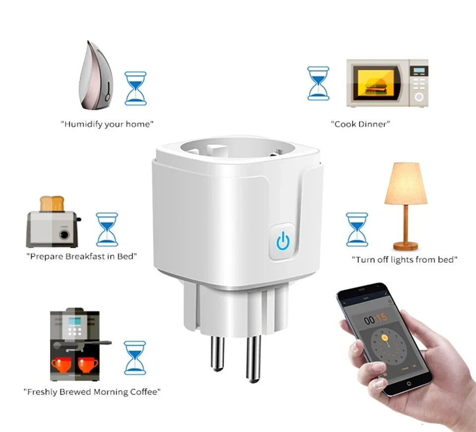 Tuya Smart Socket EU16A/20A Wifi Smart Plug With Power Monitoring Smart Life APP Remote Control Support Google Assistant Alexa