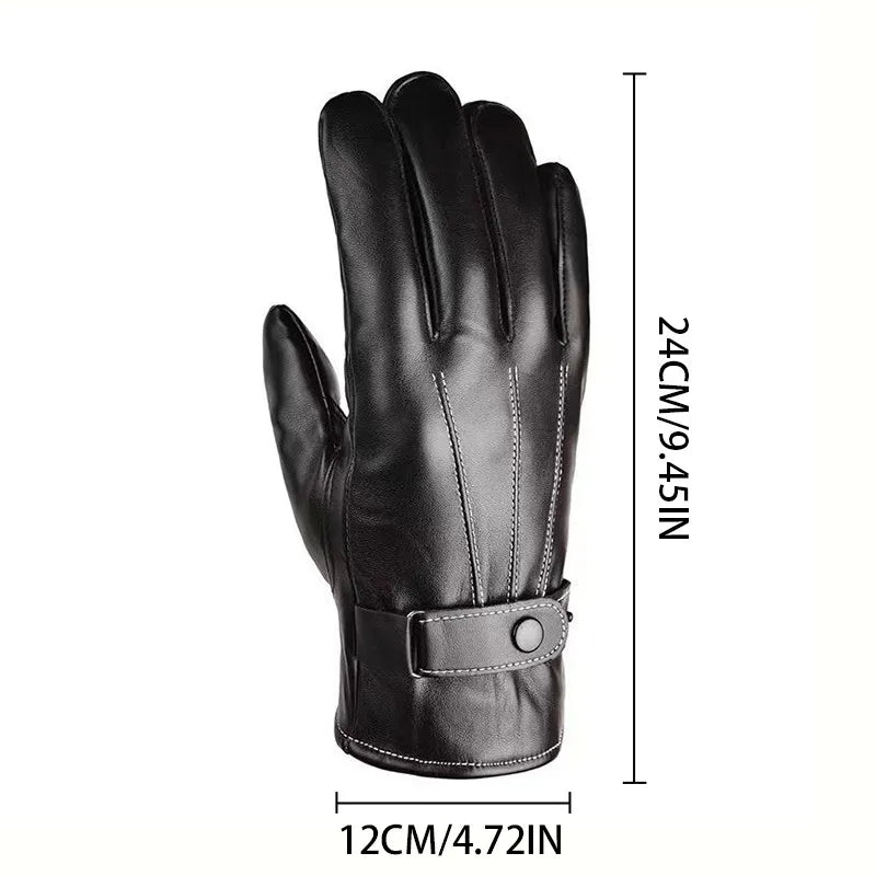 Fashion Touch Screen Faux Leather Gloves Winter Fashion Warm Windproof Sports Cycling Riding Gloves Perfect Men Gifts