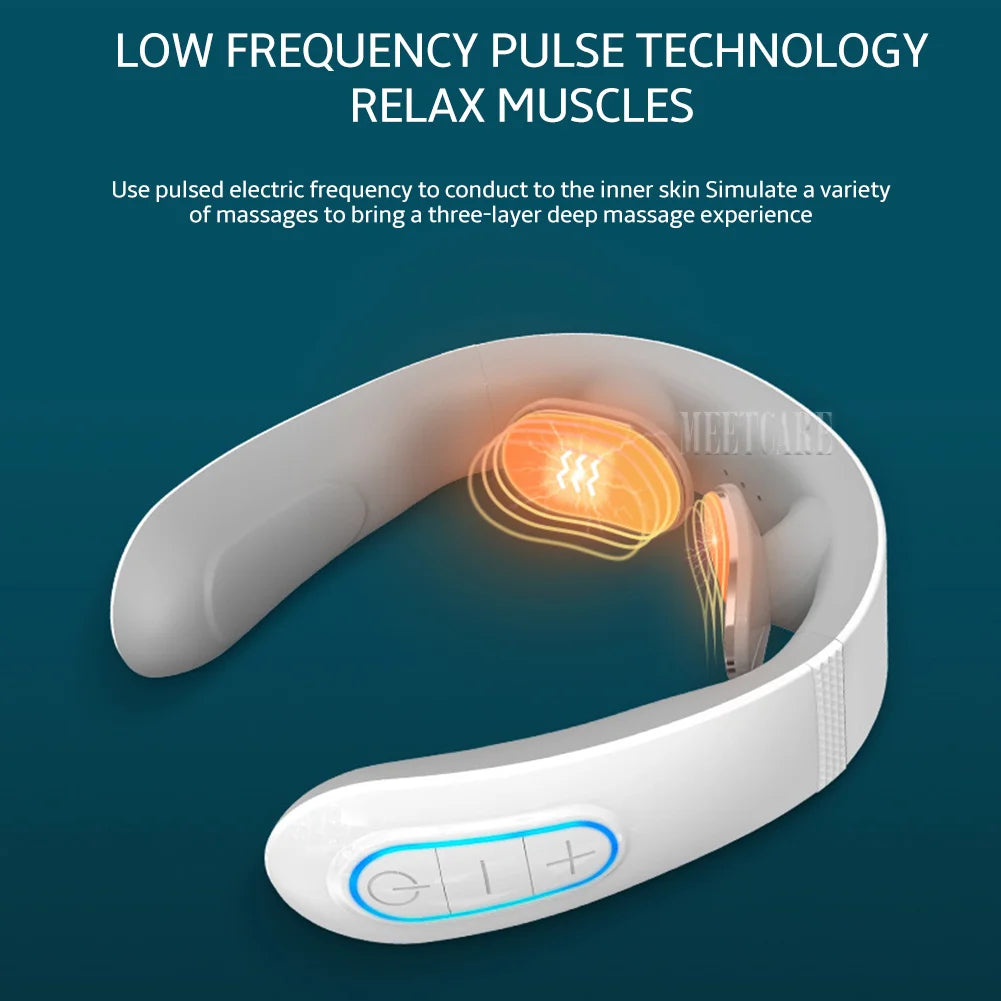 Smart Back Neck Massager TENS Pulse Shoulder Neck Massage Cervical Heating Relieve Pain Muscle Health Care