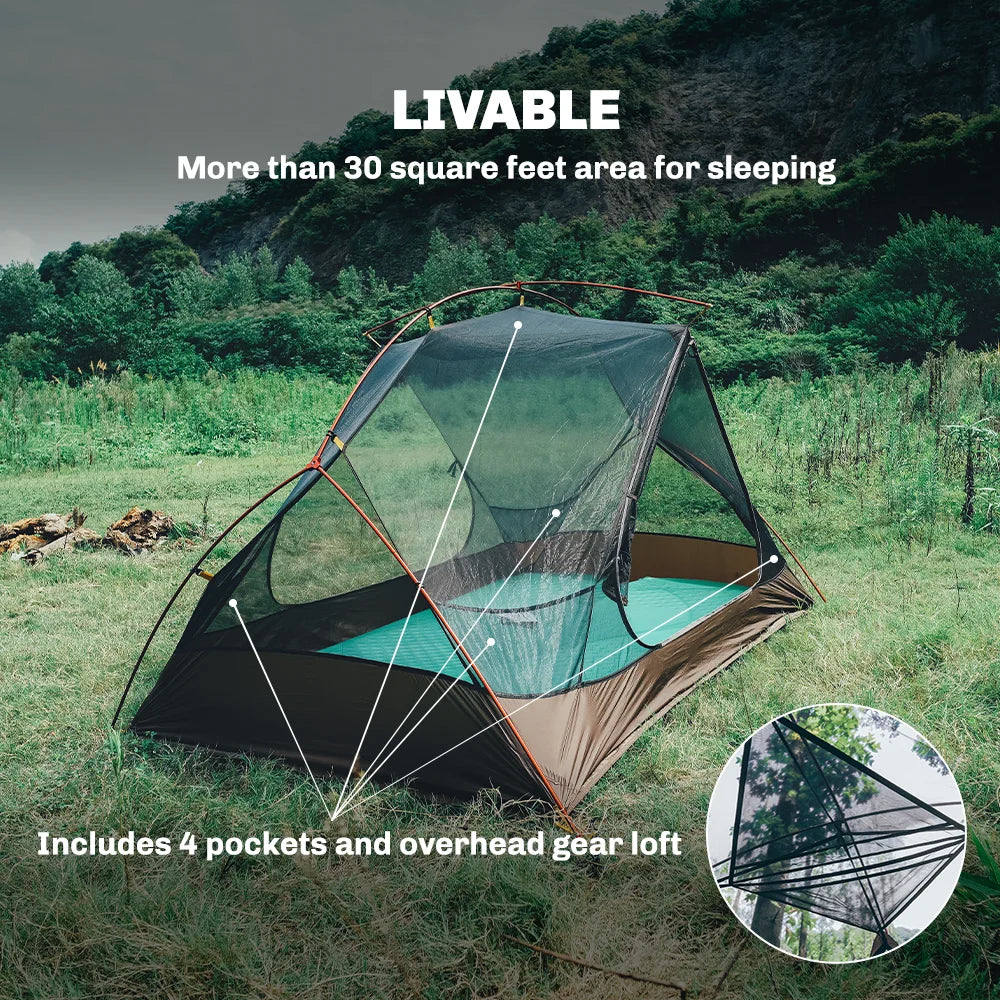 Fire-Maple Tropics Ultralight Backpacking Tent 2 Person 20D Waterproof Easy Setup Hiking Mountaineering Cycling Trekking 1.95KG