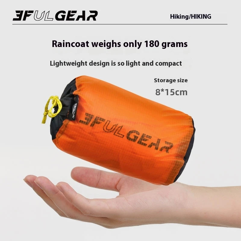 3F UL GEAR Sleeve Raincoat Lightweight Windproof and Waterproof PU5000mm 3D Silicon Coating Fabric About 180g Nylon Polyester