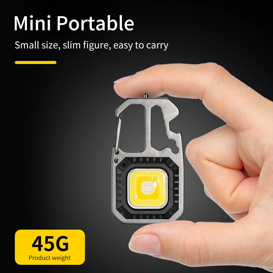 AmmToo Ultra Small Mini LED Light Rechargeable Keychain Light Outdoor Camping COB Work Light Portable Pocket Wrench Screwdriver