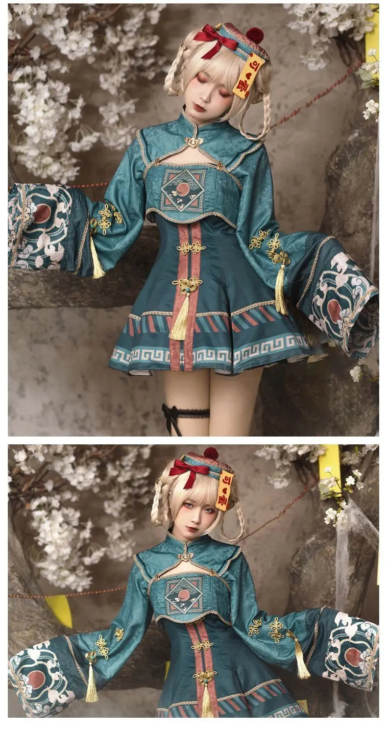 Vampire Easter Zombie Costume Cosplay Women Lolita Dress Hat Wig Anime Maid Chinese Carnival Party Gothic Clothes Skirt Outfit