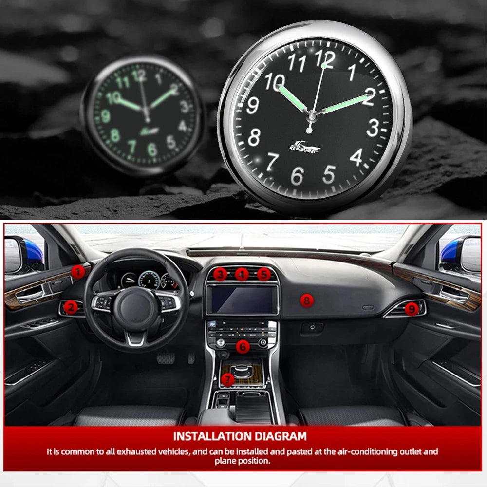 40Mm Luminous Car Clock Waterproof Mini Electronic Clock Quartz Watch Bicycle Motorcycle Watch Auto Dashboard Clock In Car