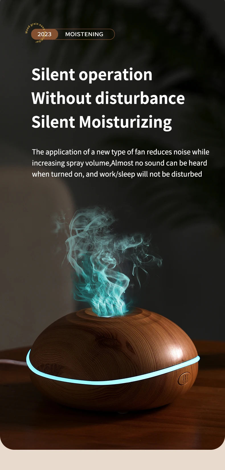 Air Humidifier Aromatherapy Essential Oil Diffuser Wood Grain 200ml Ultrasonic Remote Control 7 Color Lights For Home Bedroom