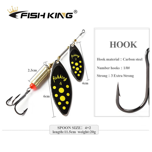 FISH KING Fishing Spinner Blade Metal Lure Double Spinnerbait Hard Artificial Lure Jig Items 115mm 20g