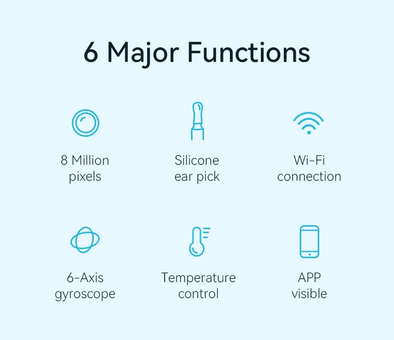 Wireless Ear Wax Removal With Camera Rechargeable Ear Cleaner 8 Megapixels Ear Check Camera with 6 Pcs Ear Spoon Set Canal Clean