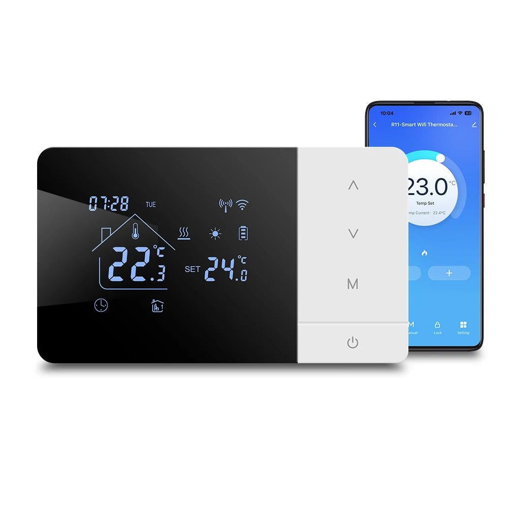 Smart Tuya WiFi Thermostat for Gas Boiler Heating /Cooling Powered by Battery/USB Works With Alexa Google Home