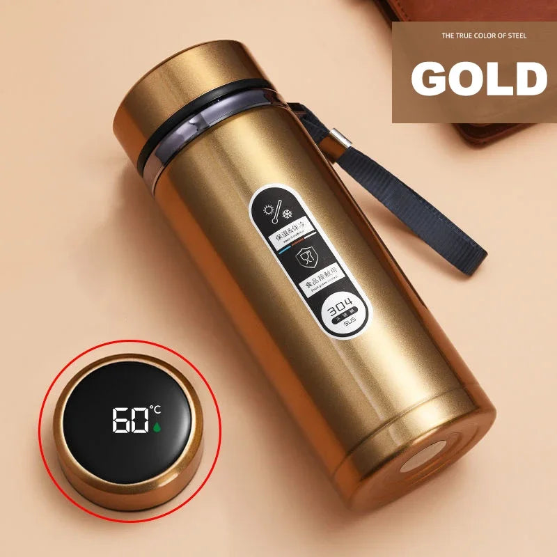 StainlessSteel Thermos Bottle with LED Temperature Display, 500-1000ML