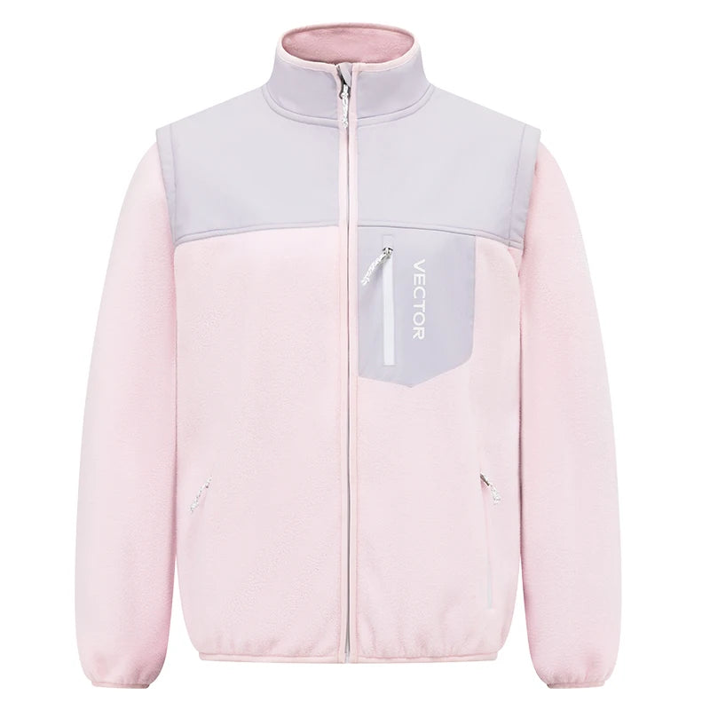VECTOR Brand Fleece Jacket with Detachable Sleeves for Windproof Warm Anti-static Outdoor Sports Skiing Hiking Daily Wear