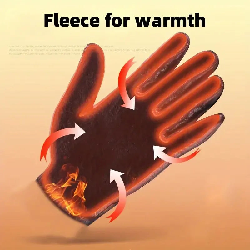 Fashion Touch Screen Faux Leather Gloves Winter Fashion Warm Windproof Sports Cycling Riding Gloves Perfect Men Gifts