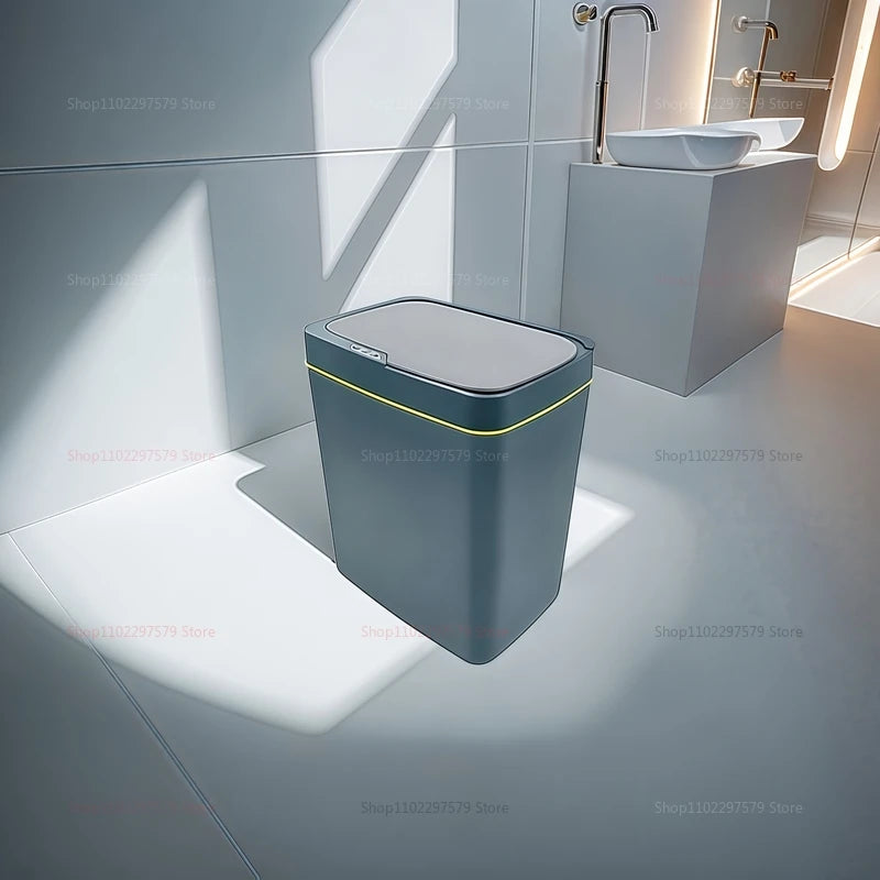 15L contactless smart sensor trash can automatically bag electronic waste trash can touchless bathroom kitchen white smart home