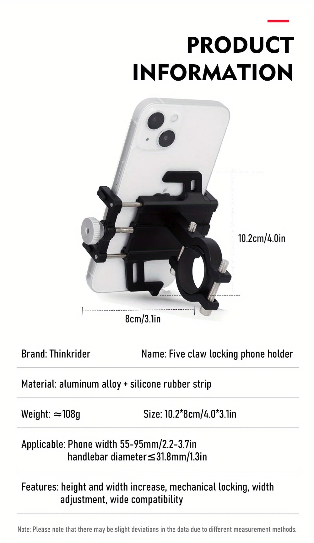 ThinkRider Bicycle Mobile Phone Rack Aluminum Mountain Road Car Navigation Takeout Rider Driving Special Support