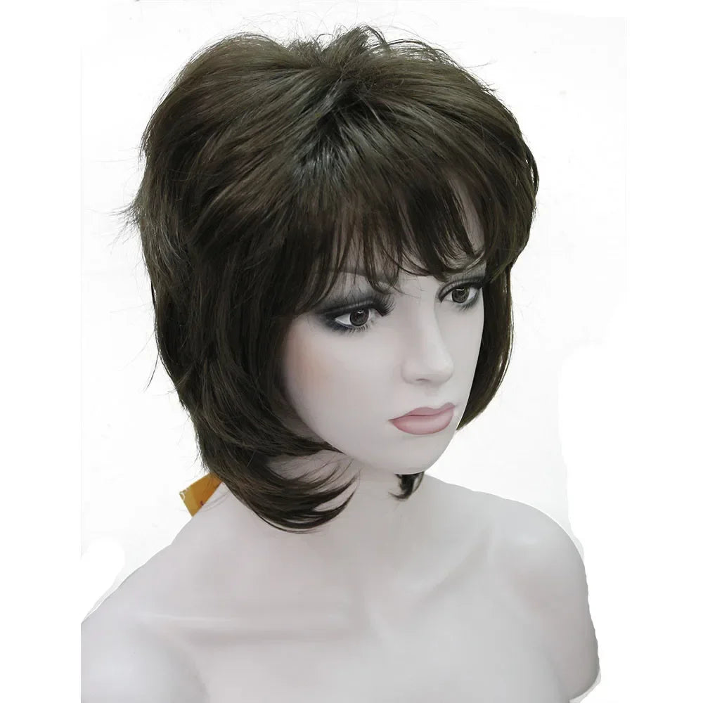 StrongBeauty Women Synthetic wig Short Hair Auburn/Blonde Natural wigs Capless Layered Hairstyles
