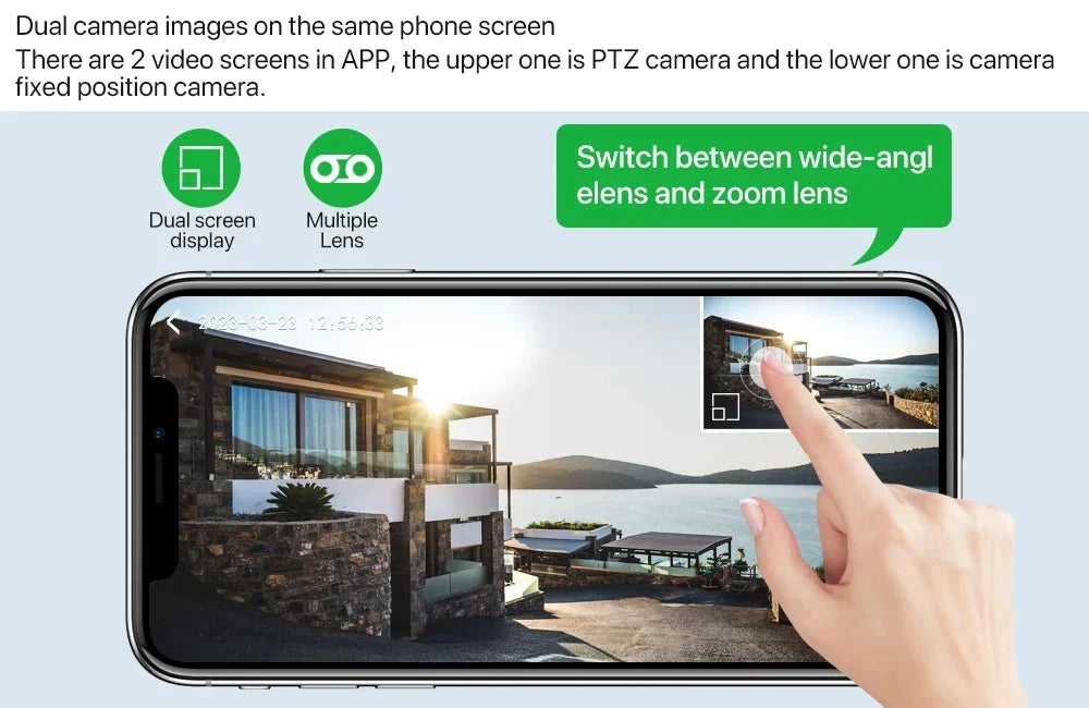 8MP Dual Lens Tuya 5G WIFI IP Camera 4K HD Dual Screen PTZ Home Security Camera Auto Tracking Indoor Wireless Video Surveillance
