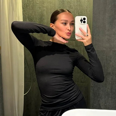 Basic Wide Leg Pants Leisure Suit Women 2025 Spring Solid Long Sleeve Top Casual Loose Trousers 2 Piece Set Hottie Streetwear