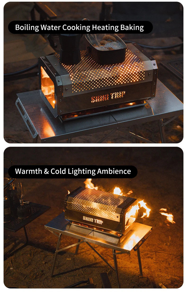 ShineTrip Camping Portable Stainless Steel Folding Table BBQ Heat Resistant Table Outdoor Honeycomb Tabletop Incinerator