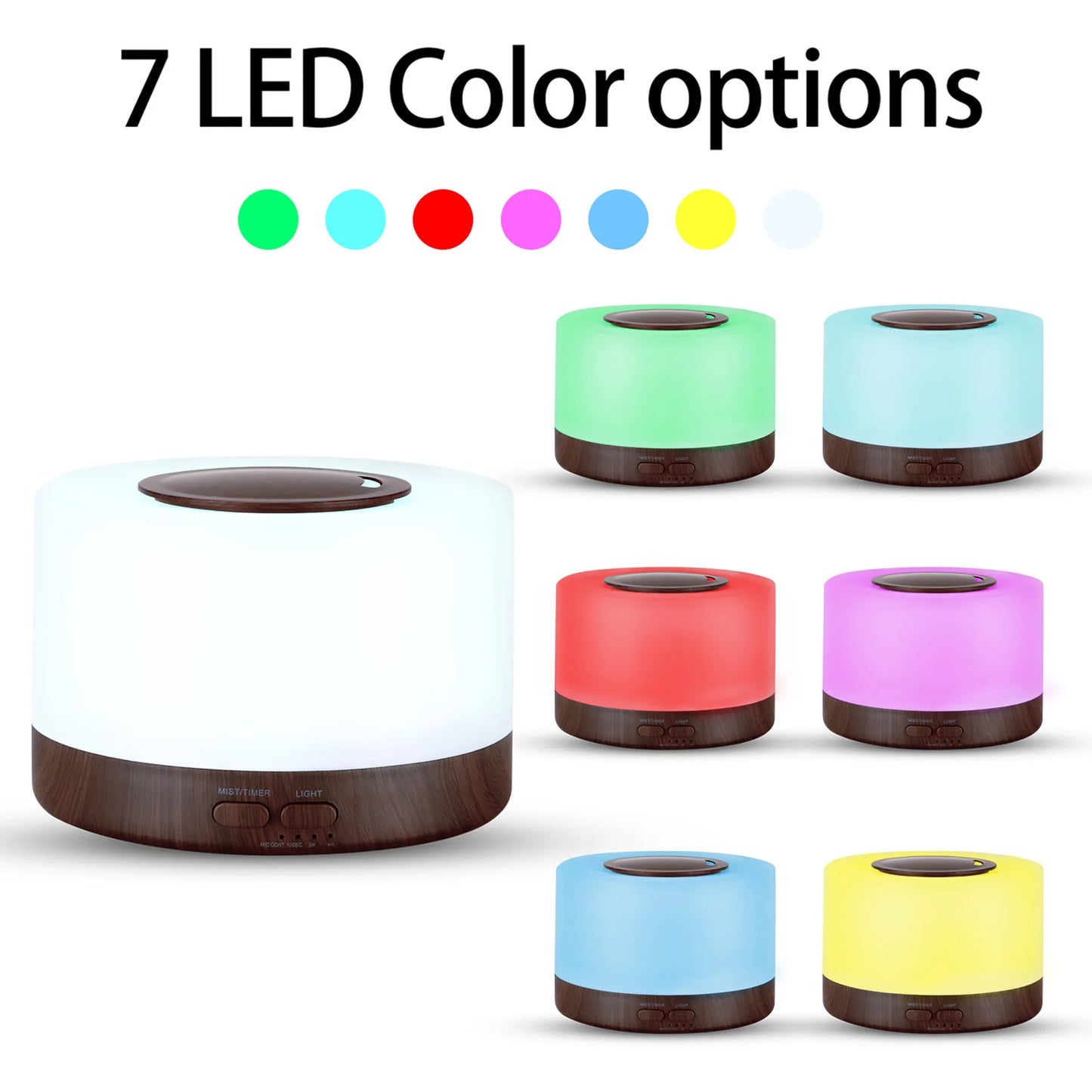 Diffuser For Home Smart Aromatherapy Diffuser 500ml Wood Design Ultrasonic Humidifier w/ Remote 7 LED Colors 6 Essential Oil