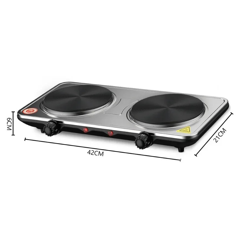 USA Double Head Electric Ceramic Stove Induction Cooker Double Oven Household High Power Stainless Steel Cookware 220V