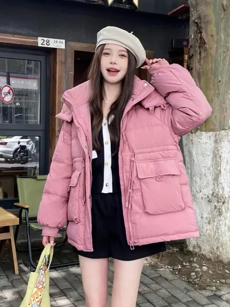 Puffer Jacket Women Warm Fashion Korean Mid-length Duck Down Coat Female 2024 New Winter White Duck Down Jacket Women