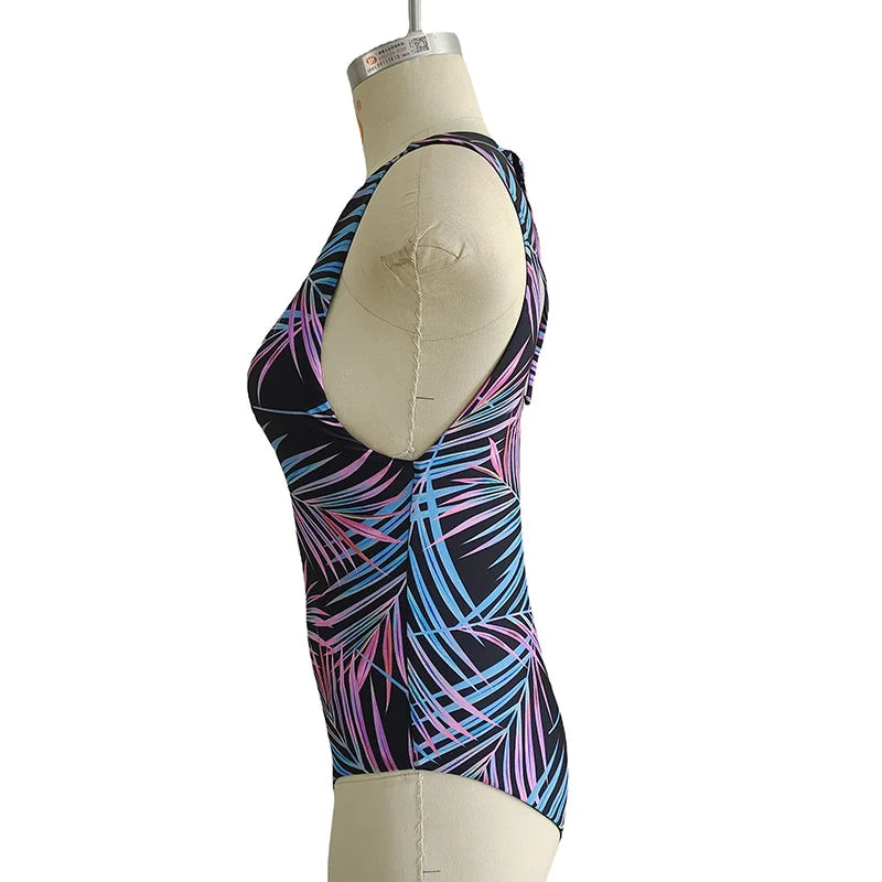 2023 Summer Conservative Tropical Plant Printing Bikini One-piece Swimsuit Beach Bikini Mini Micro Hot