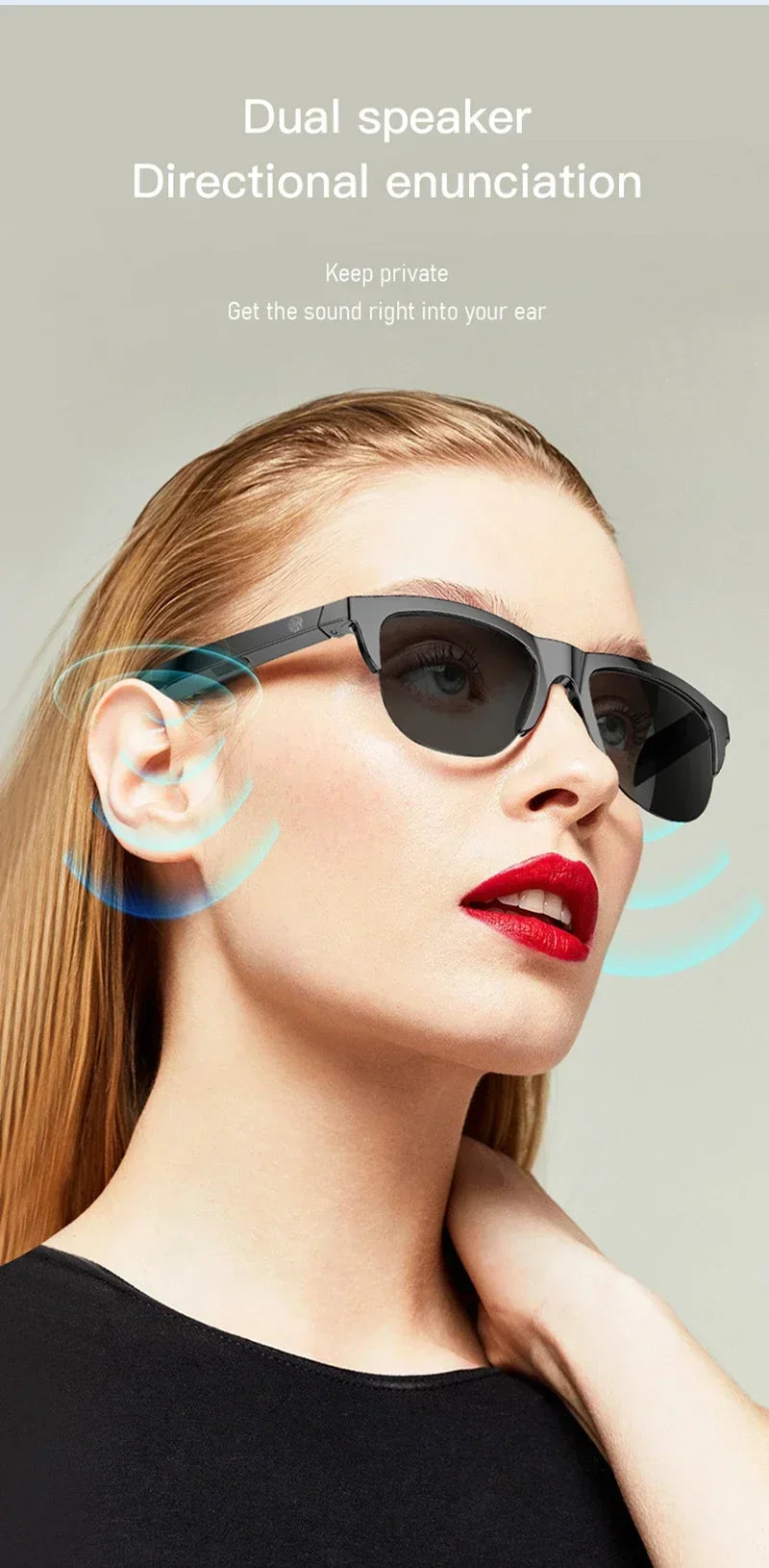 Xiaomi MIJIA Smart Sunglasses Glasses Waterproof Anti-UV Bluetooth Call Outdoor Sports Headphones HIFI Blue Light For Men Women
