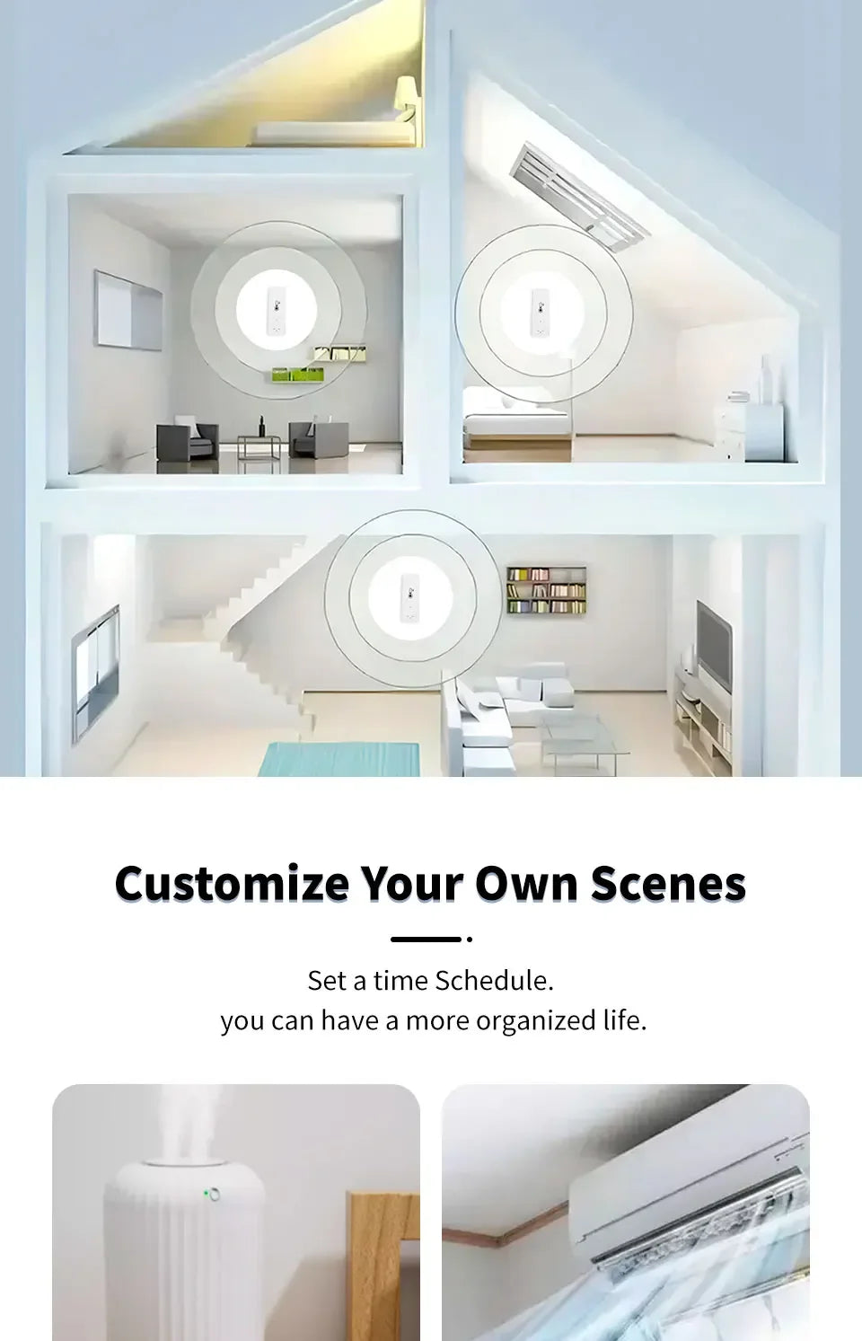 Support Tuya Zigbee Temperature Humidity Sensor Smart Home Device Compatible with Google Home Alexa for Environmental Monitoring