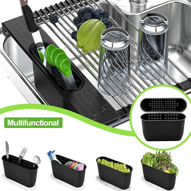 Kitchen Rolling Dish Drainer Roll Up Dish Drying Rack Over The Sink kitchen accessories,storage organization Foldable bowl shelf