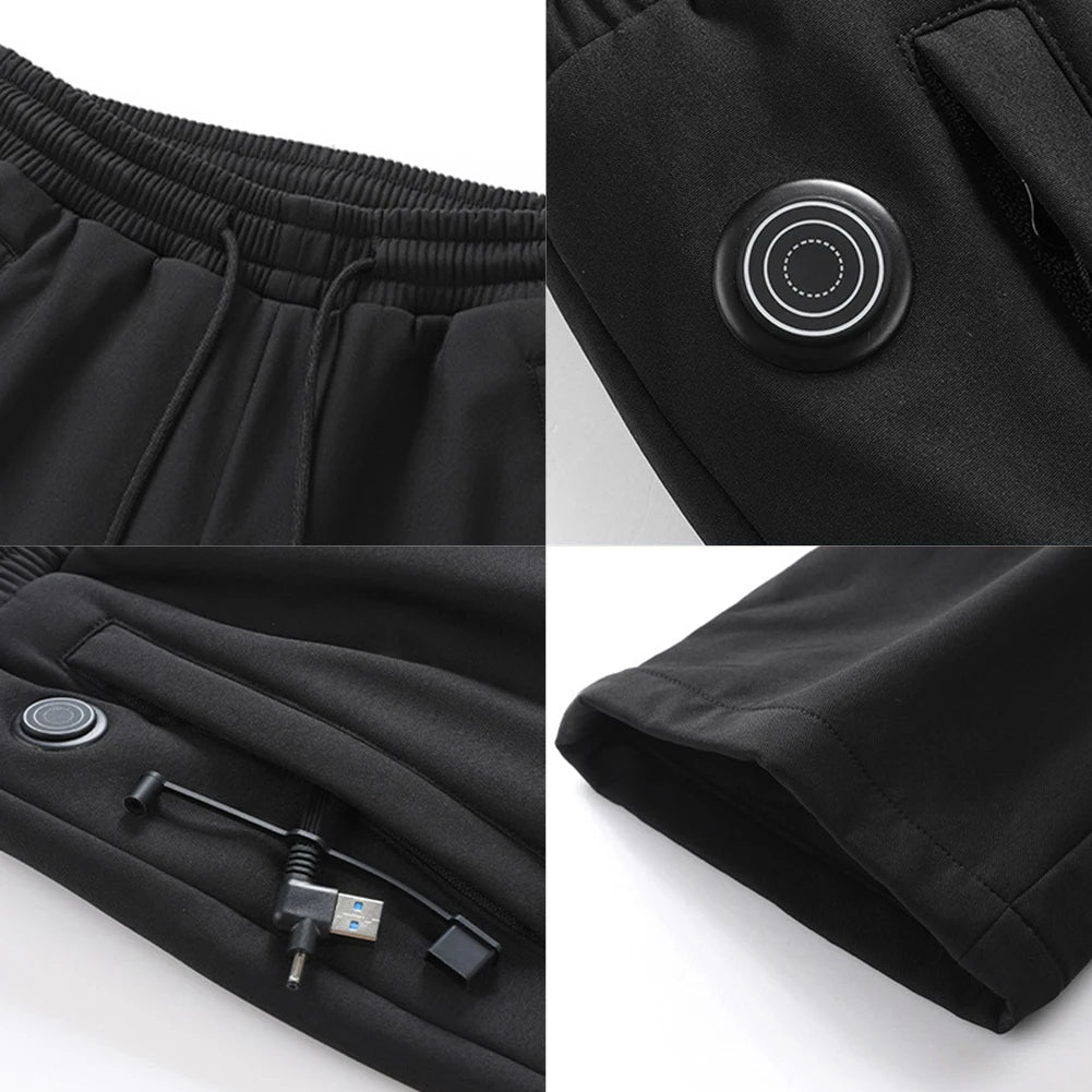 Thermal Pants Hoodie for Elastic Waist USB 5V Heating Pants 12 Heating Zone 3 Temperature Mode for Skiing Fishing Motorcycle